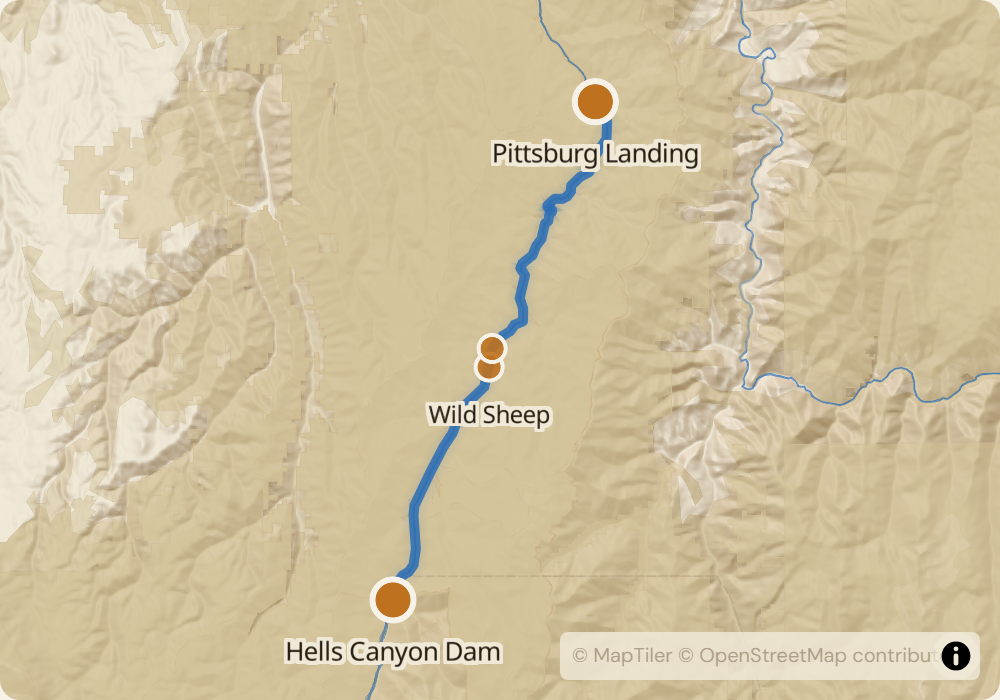Hells Canyon route map