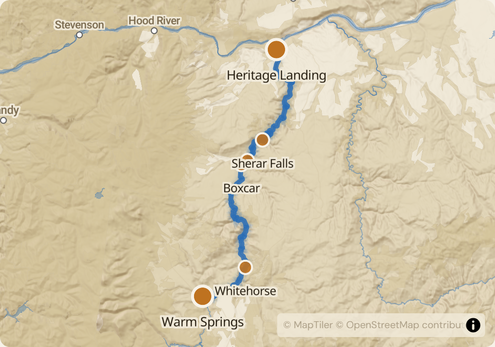 Lower Deschutes route map